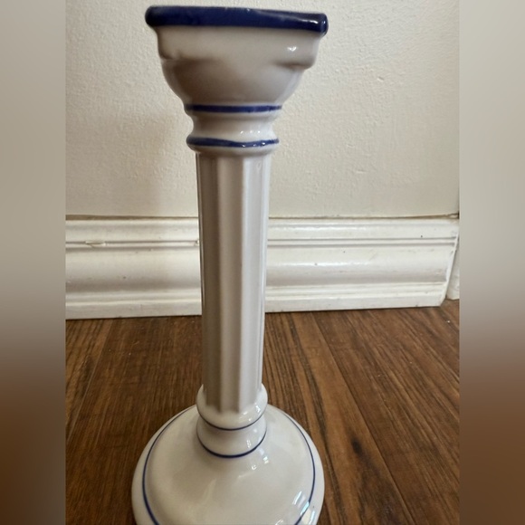 Vintage Column Design Candle Holder Candlesticks Ceramic Ribbed Ridged - Picture 5 of 7
